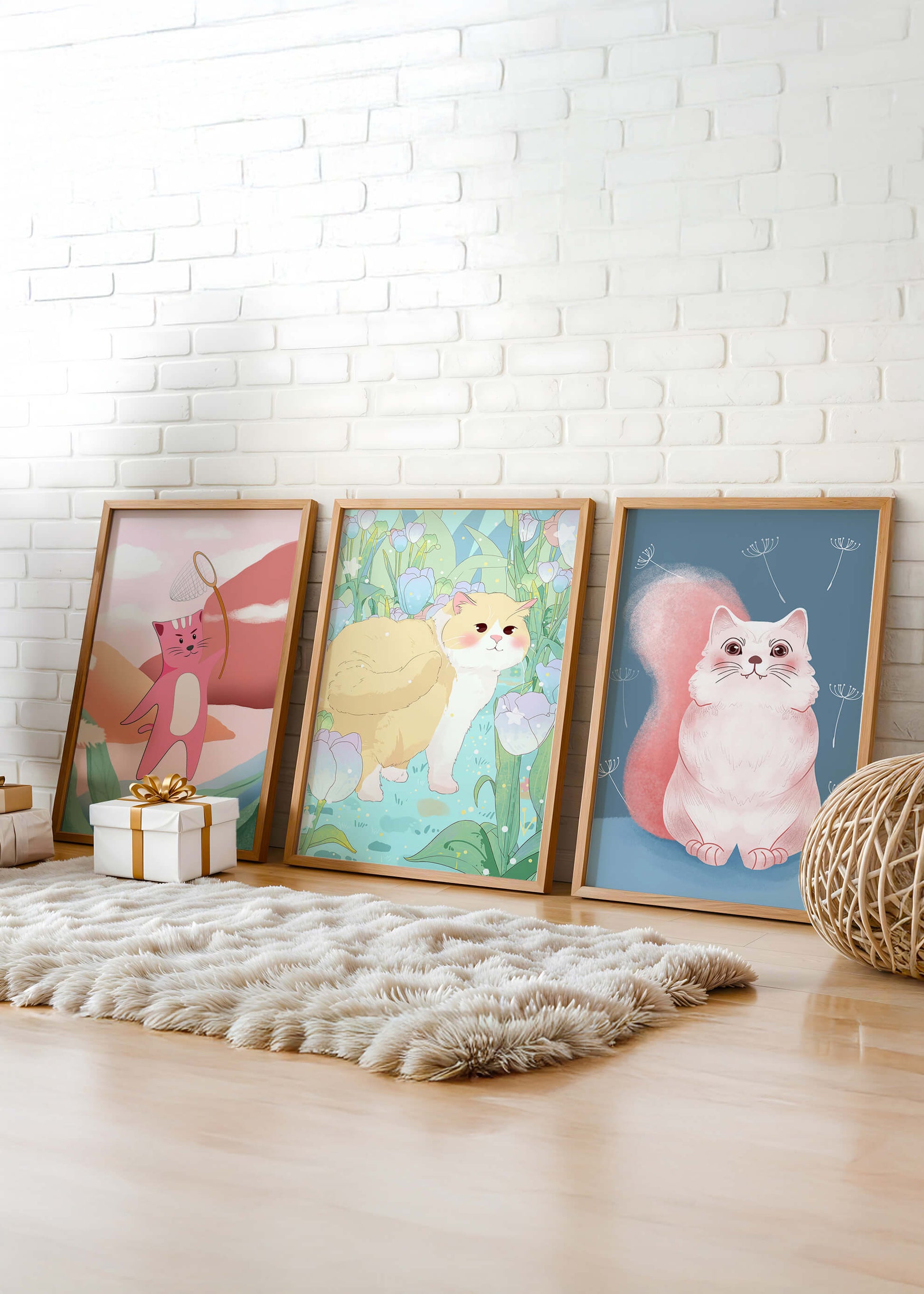 Ensemble d’illustrations de chats dans un style artistique moderne