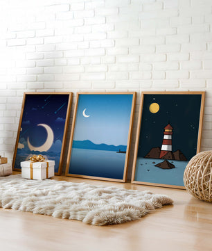 Ensemble de toiles Nuit étoilée et Phare