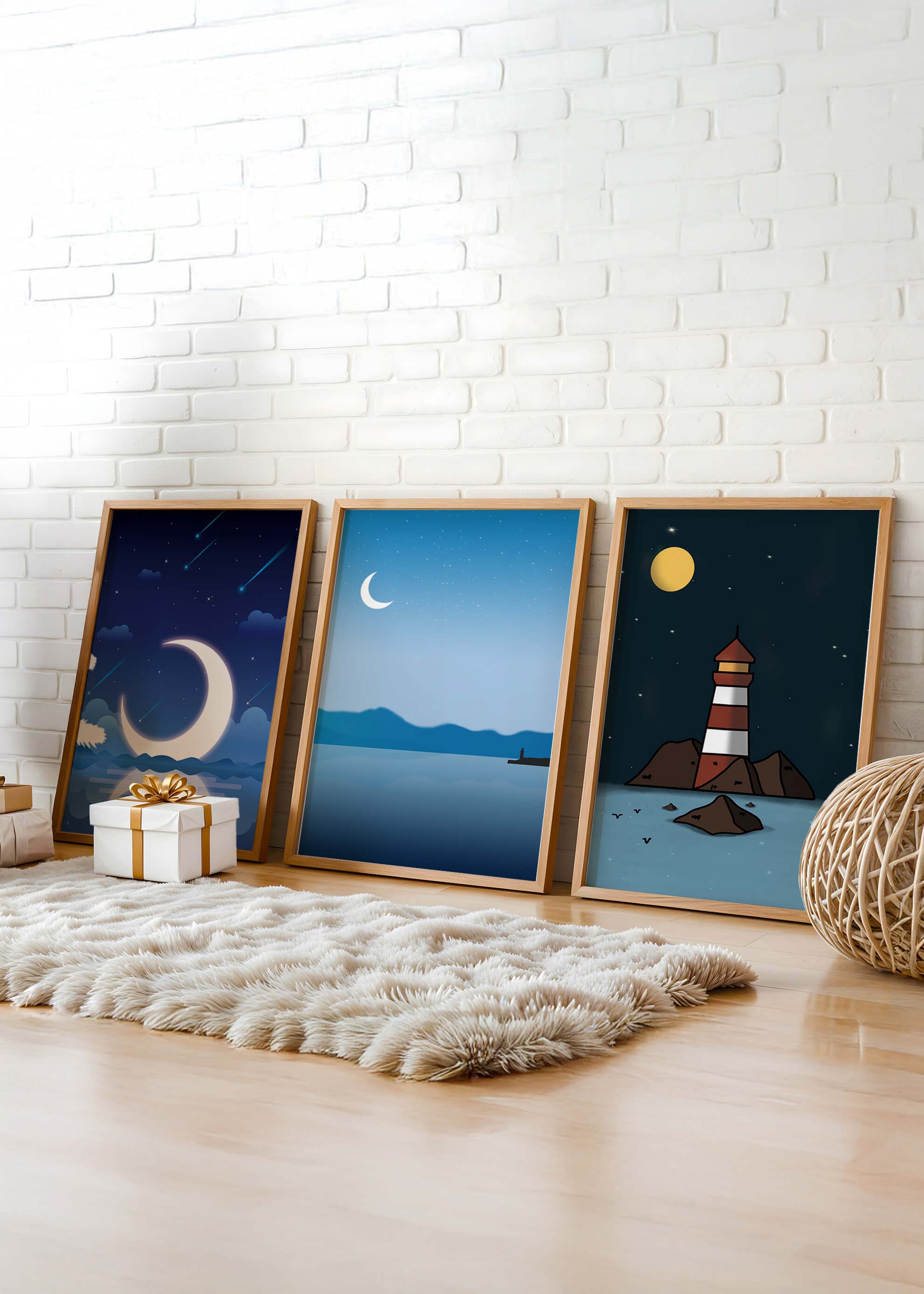 Ensemble de toiles Nuit étoilée et Phare