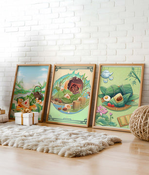 Decoraciones Artísticas de Comida Asiática en Coloridos Marcos