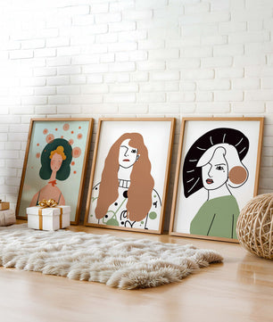 Obras Modernas de Arte con Figuras Femeninas y Coloridos Abstractos