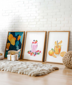 Ensemble d'illustrations de boissons fruitées colorées sans cadre