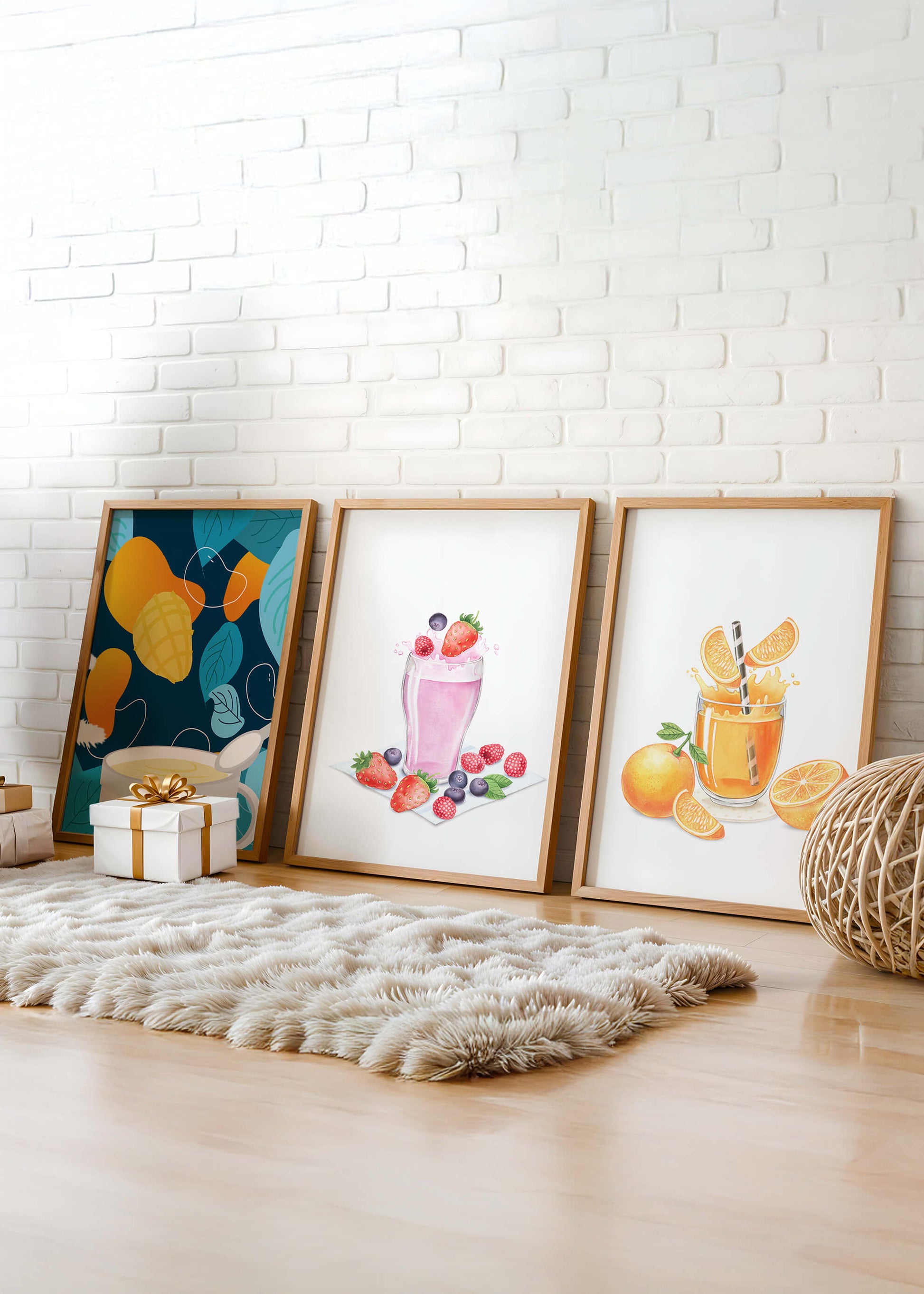 Conjunto de ilustraciones de bebidas frutales coloridas sin marco