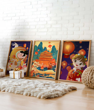 Imágenes Artísticas Orientales con Linternas y Figuras Tradicionales