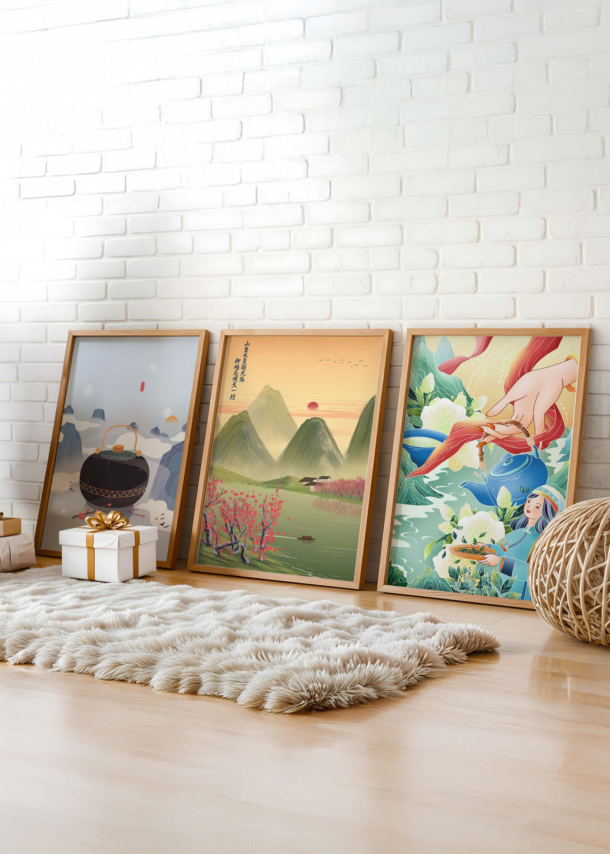 Art moderne avec paysages naturels et détails colorés