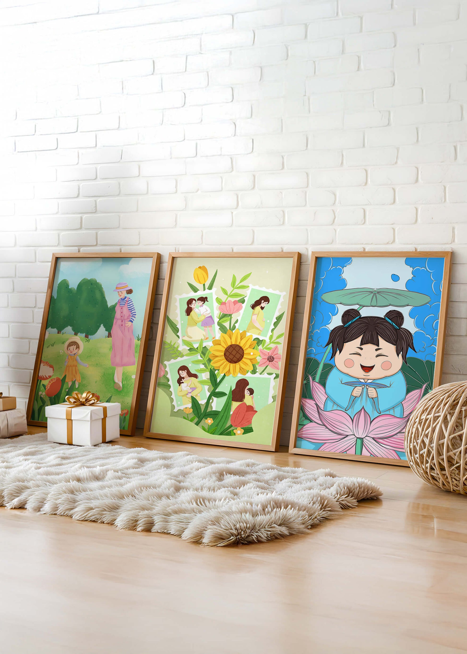 Ensemble d’illustrations modernes au style enfantin