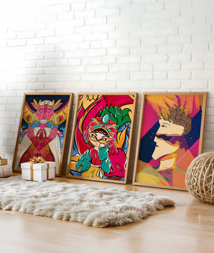 Ensemble de trois œuvres d’art pop sans cadre