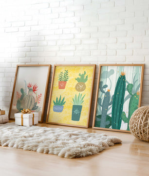 Conjunto De Impresiones De Cactus Sin Marco En Interior