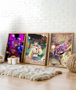 Impressions artistiques d'anime sans cadre avec lumière néon