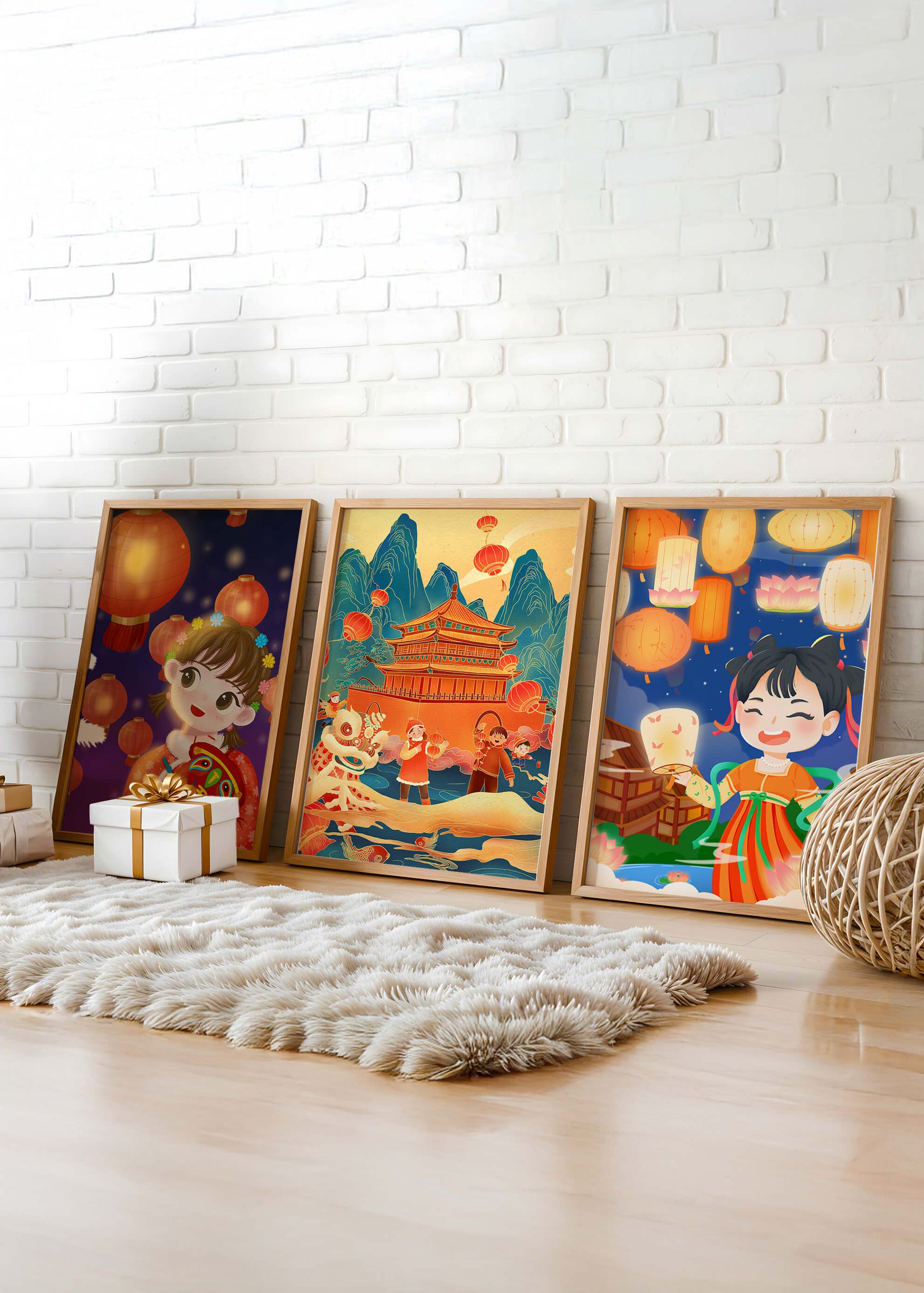 Ensemble d'art de célébration culturelle dans un style illustratif