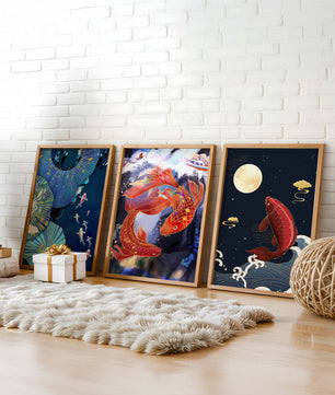 Koi-Fisch-Poster im Orientalischen Stil