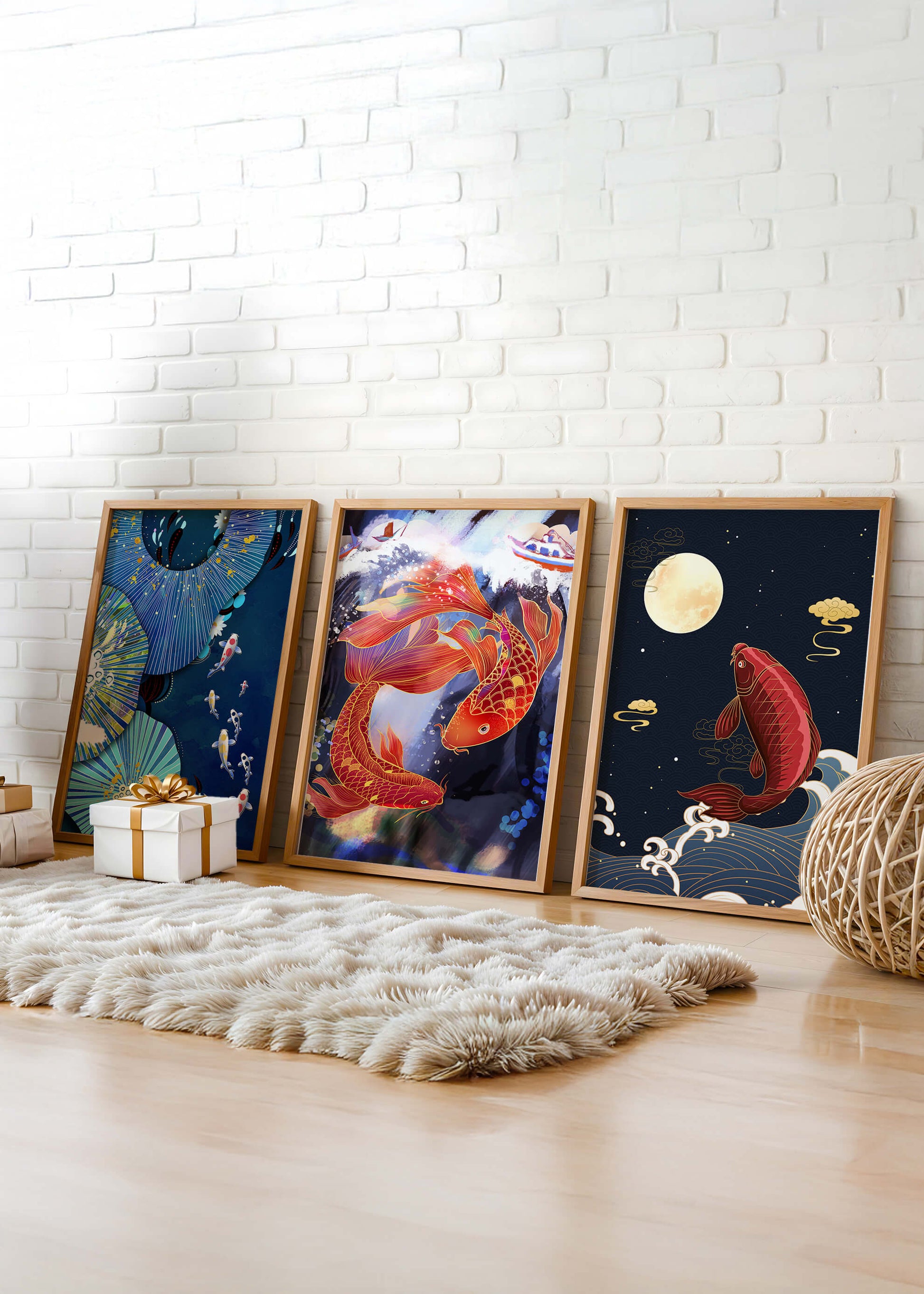 Koi-Fisch-Poster im Orientalischen Stil