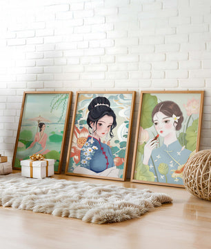 Décoration murale avec art asiatique de femmes élégantes