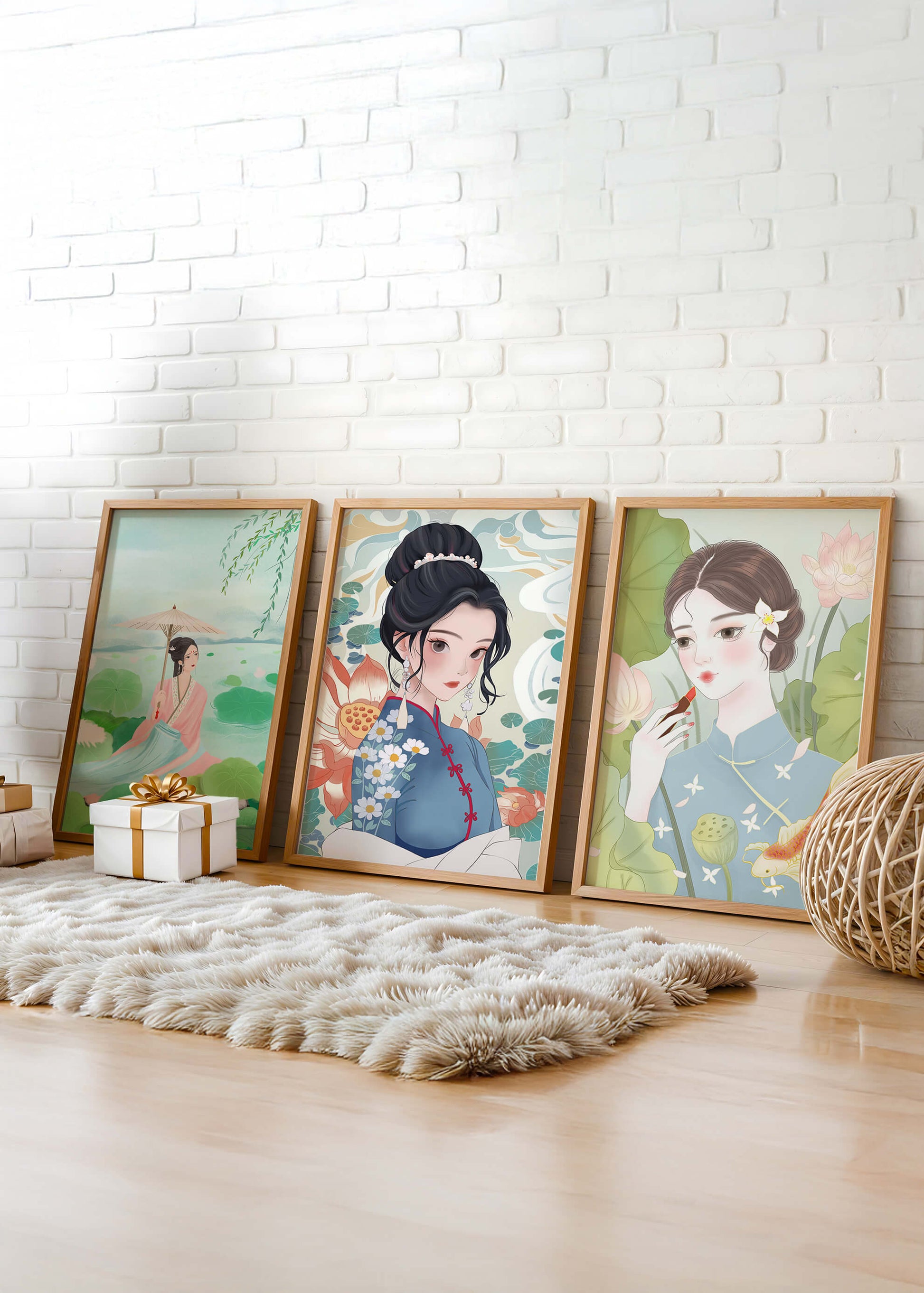 Décoration murale avec art asiatique de femmes élégantes