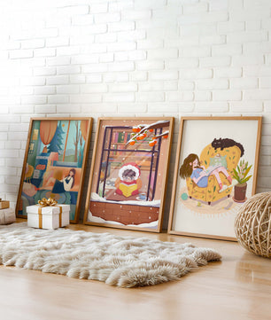 Décorations artistiques chaleureuses pour la maison avec des illustrations d’hiver