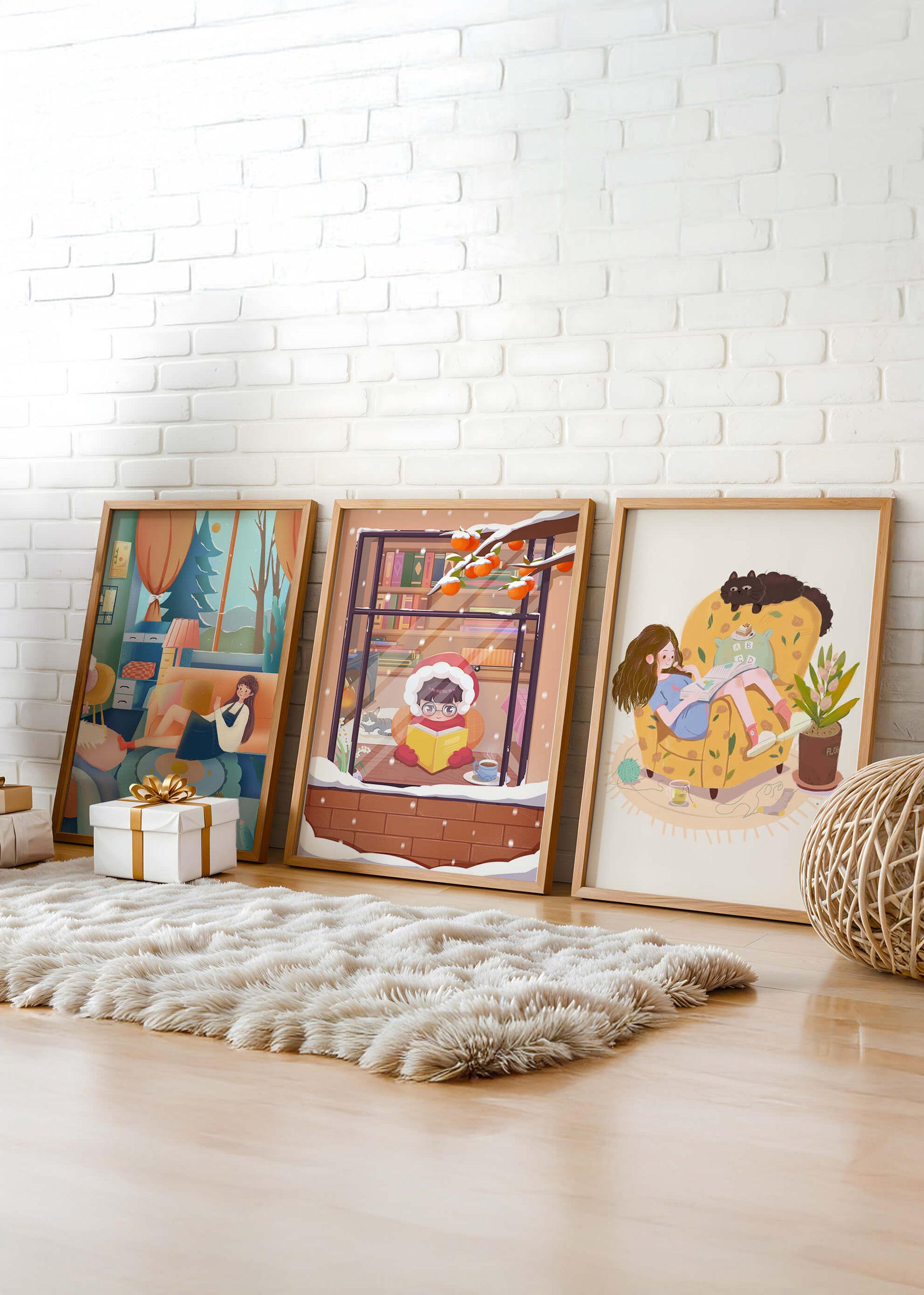 Décorations artistiques chaleureuses pour la maison avec illustrations d'hiver