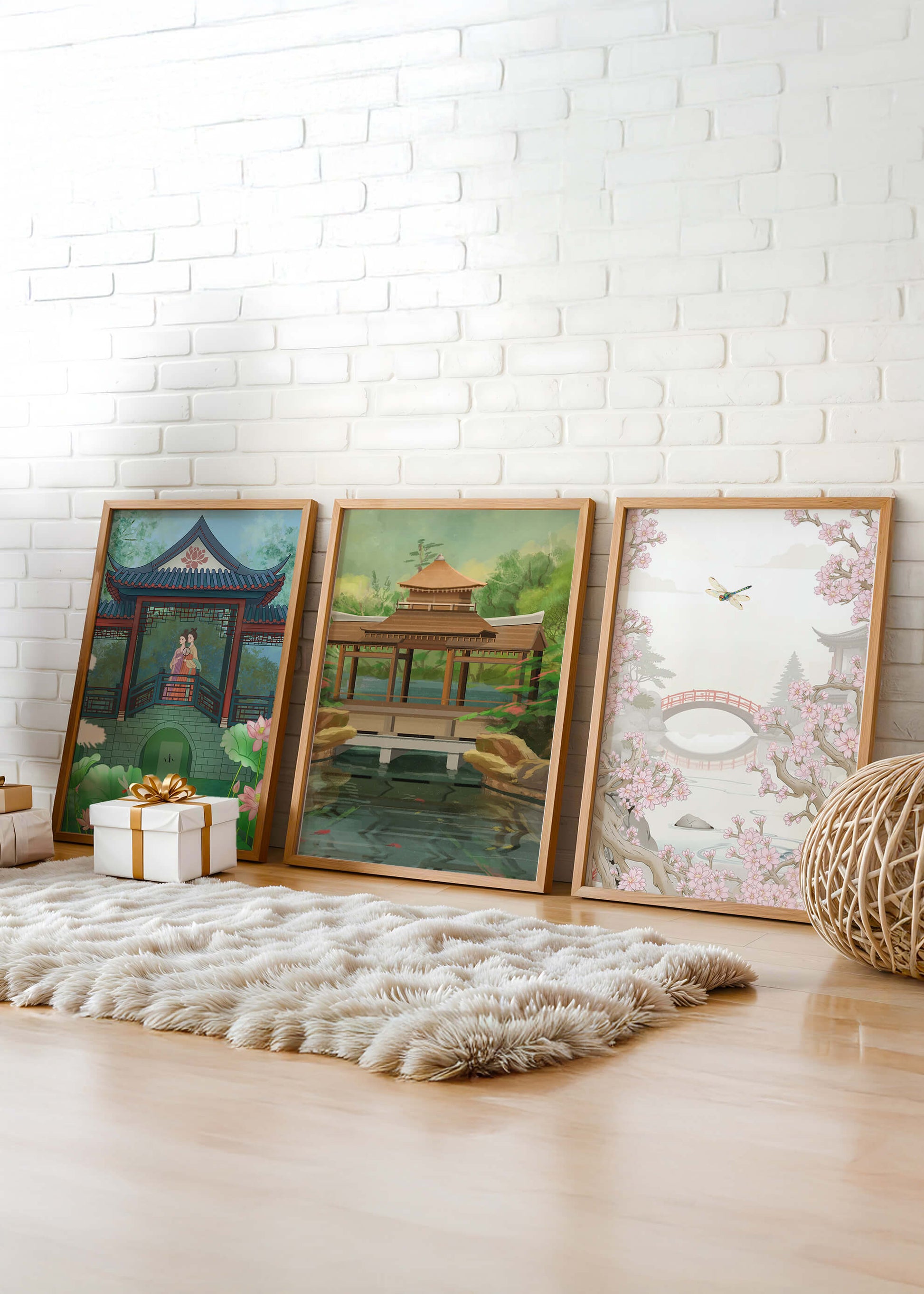 Triptyque de paysages asiatiques en impressions artistiques