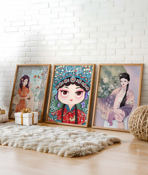 Élégantes illustrations de femmes en style oriental avec impression de haute qualité