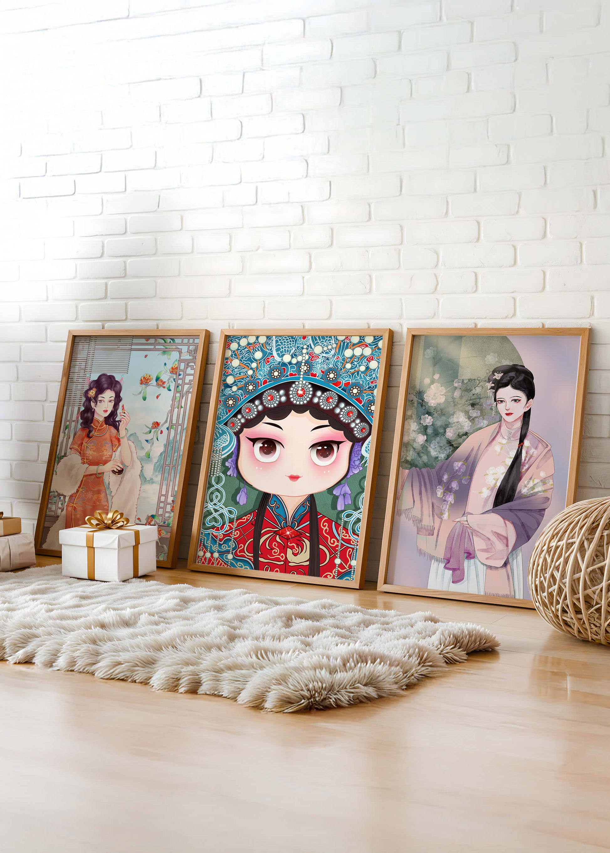 Élégantes illustrations de femmes en style oriental avec impression de haute qualité