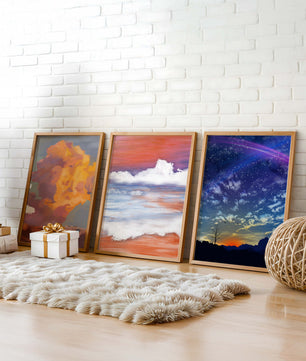 Pinturas Abstractas De Cielo Y Paisaje Sin Marco