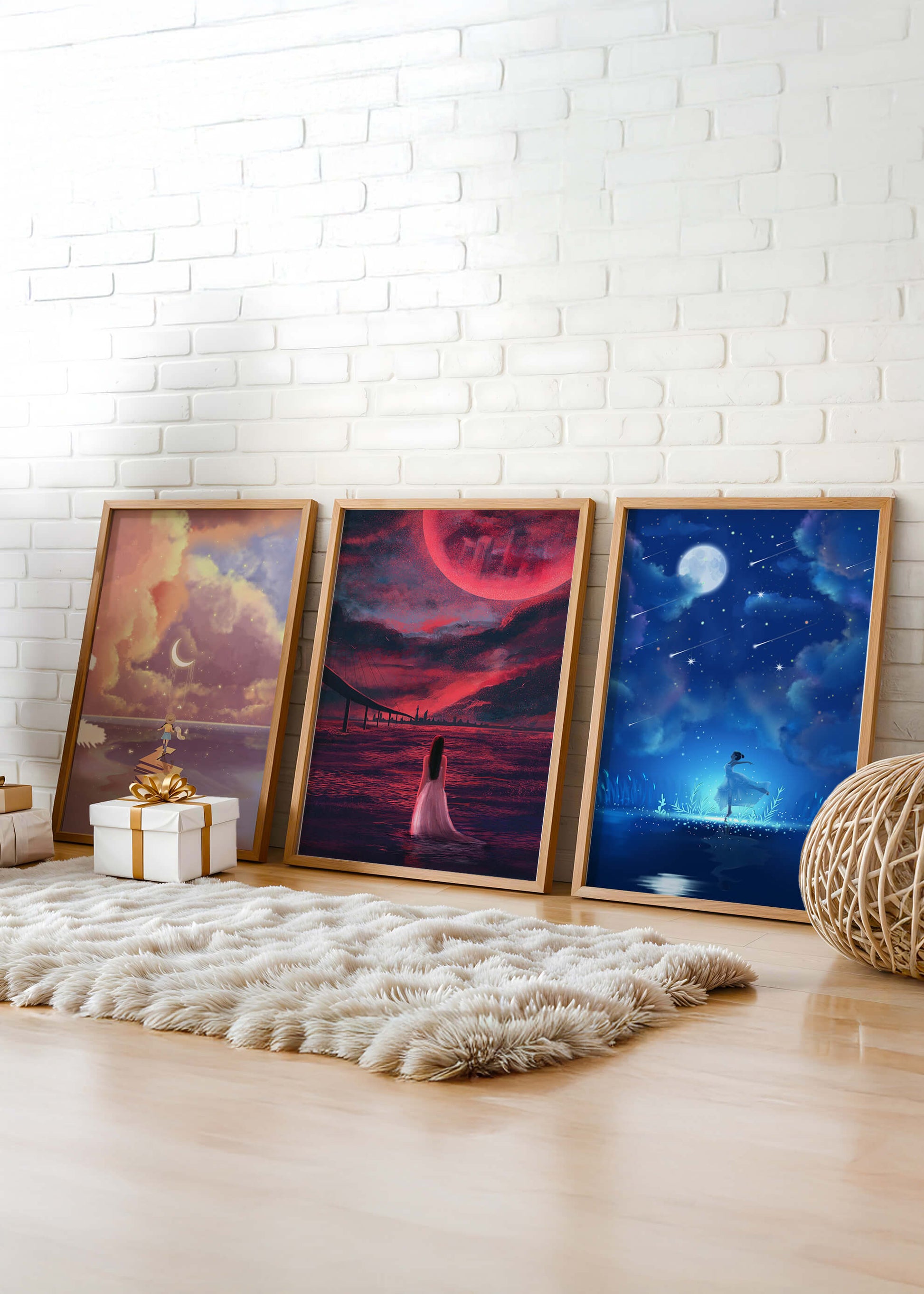 Decoración Moderna de Pared con Obras de Arte Sin Marco