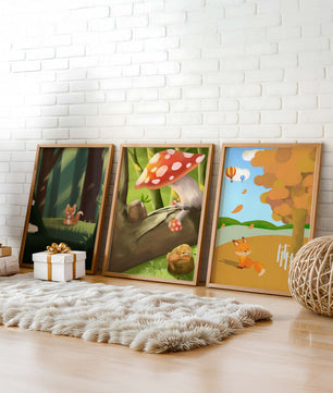 Tableaux d'animaux de la forêt en illustrations artistiques