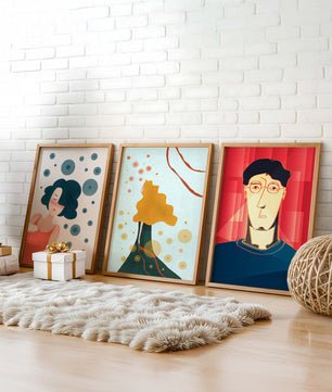 Triptyque d'art moderne avec impressions originales colorées
