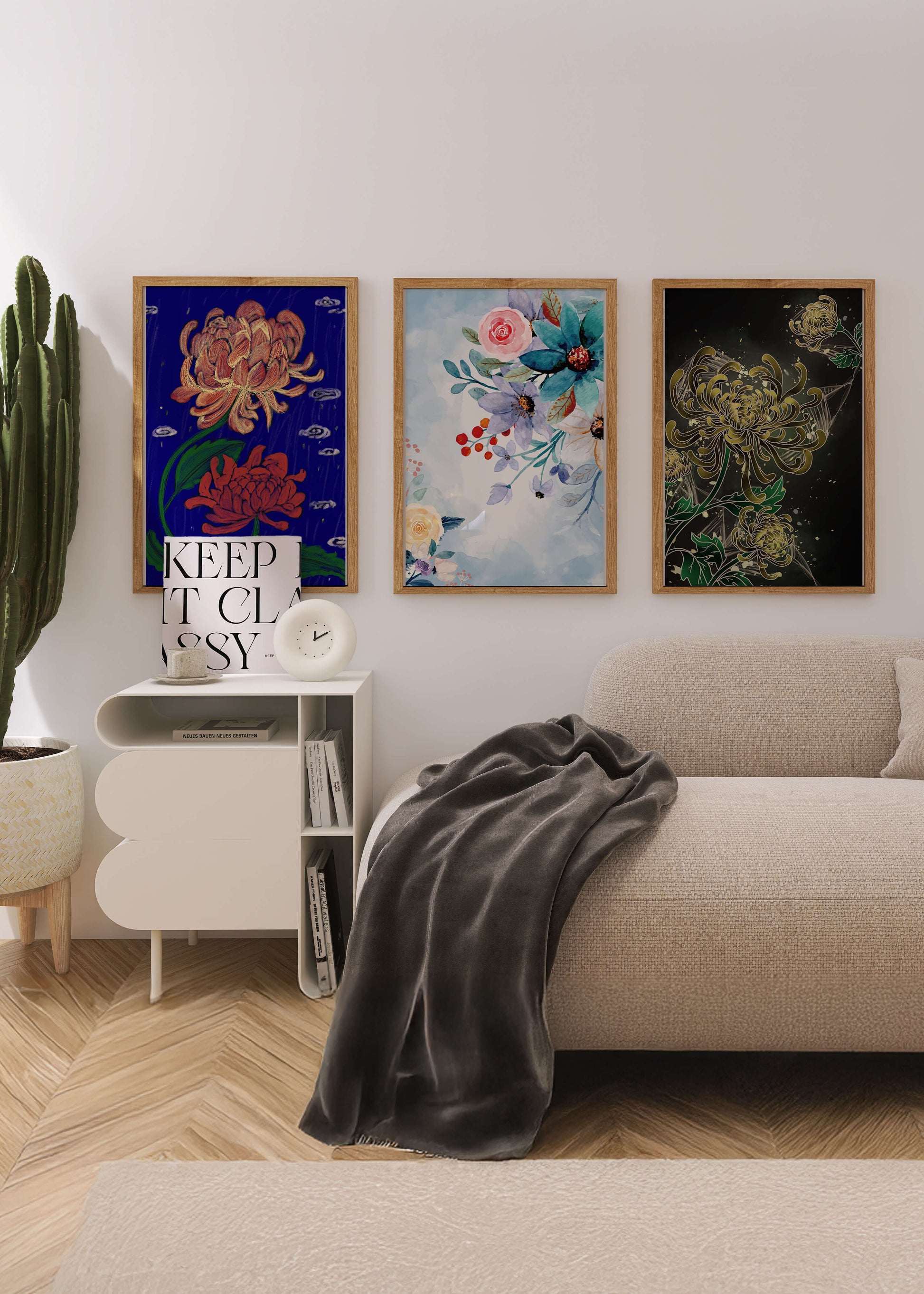 Pinturas Florales Sin Marco en Interiores Modernos