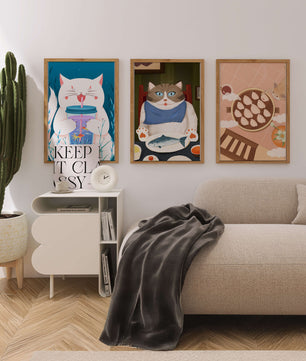 Ensemble d'illustrations de chats à thème culinaire