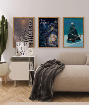 Décoration de Noël avec illustrations hivernales et ambiances festives