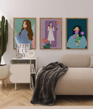 Ilustraciones Modernas De Mujeres Con Flores