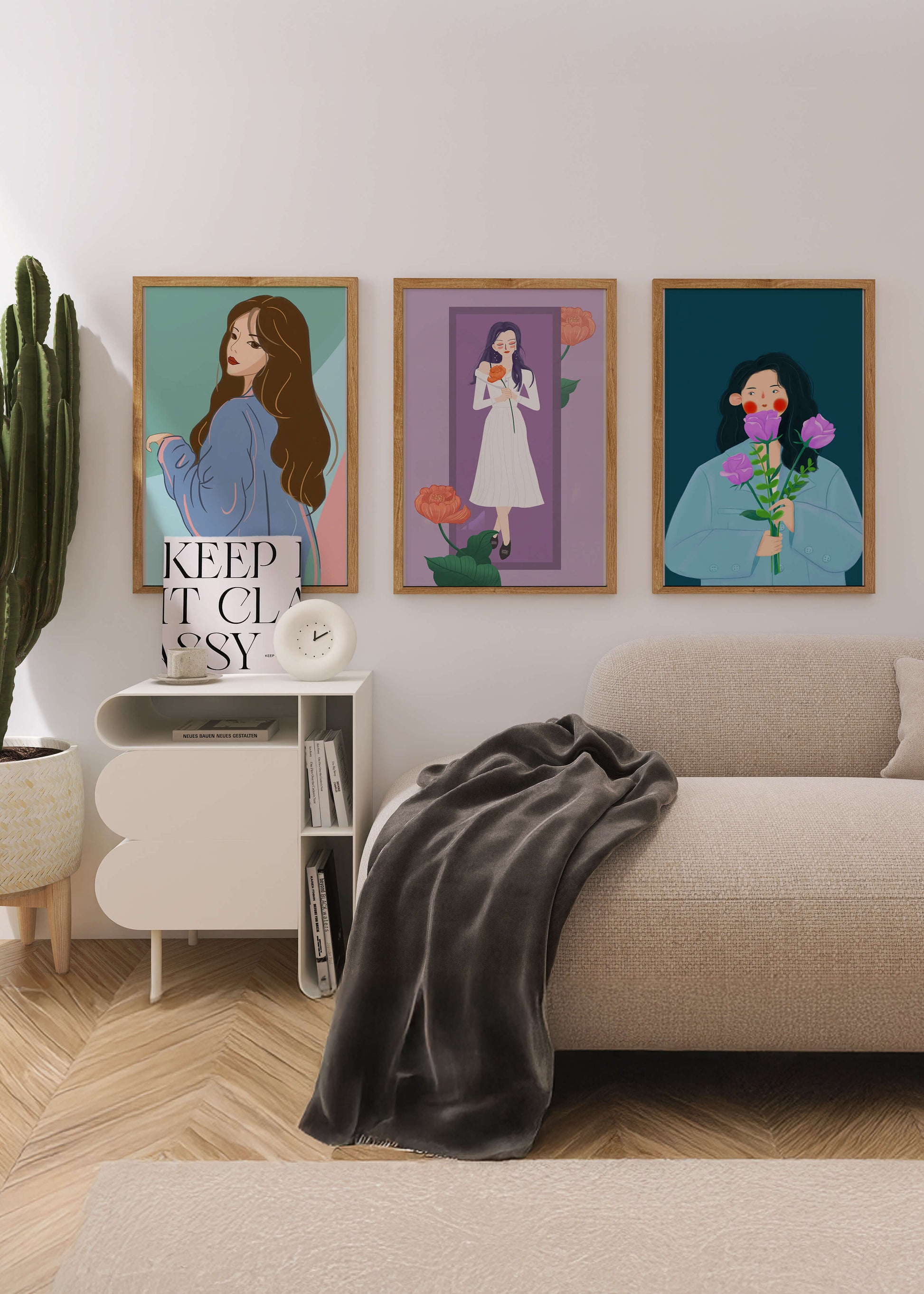 Ilustraciones Modernas De Mujeres Con Flores