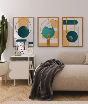 Art géométrique abstrait avec finition dorée