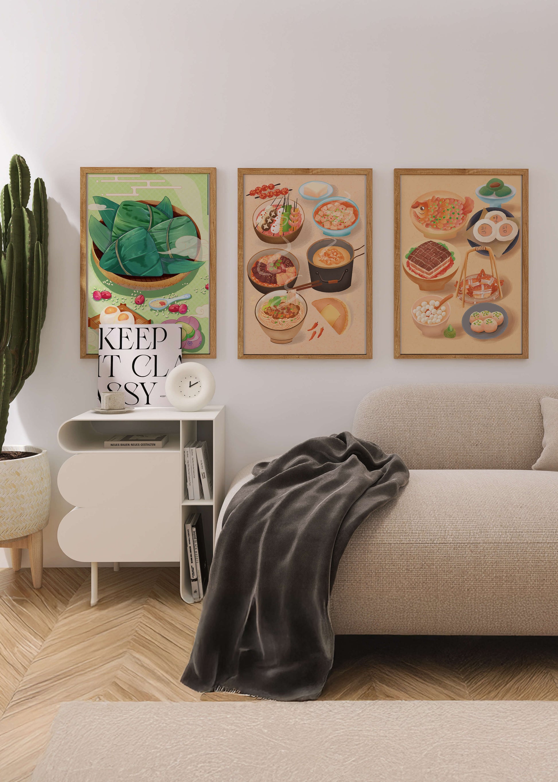 Ilustraciones de Comidas Orientales en Estilo Contemporáneo