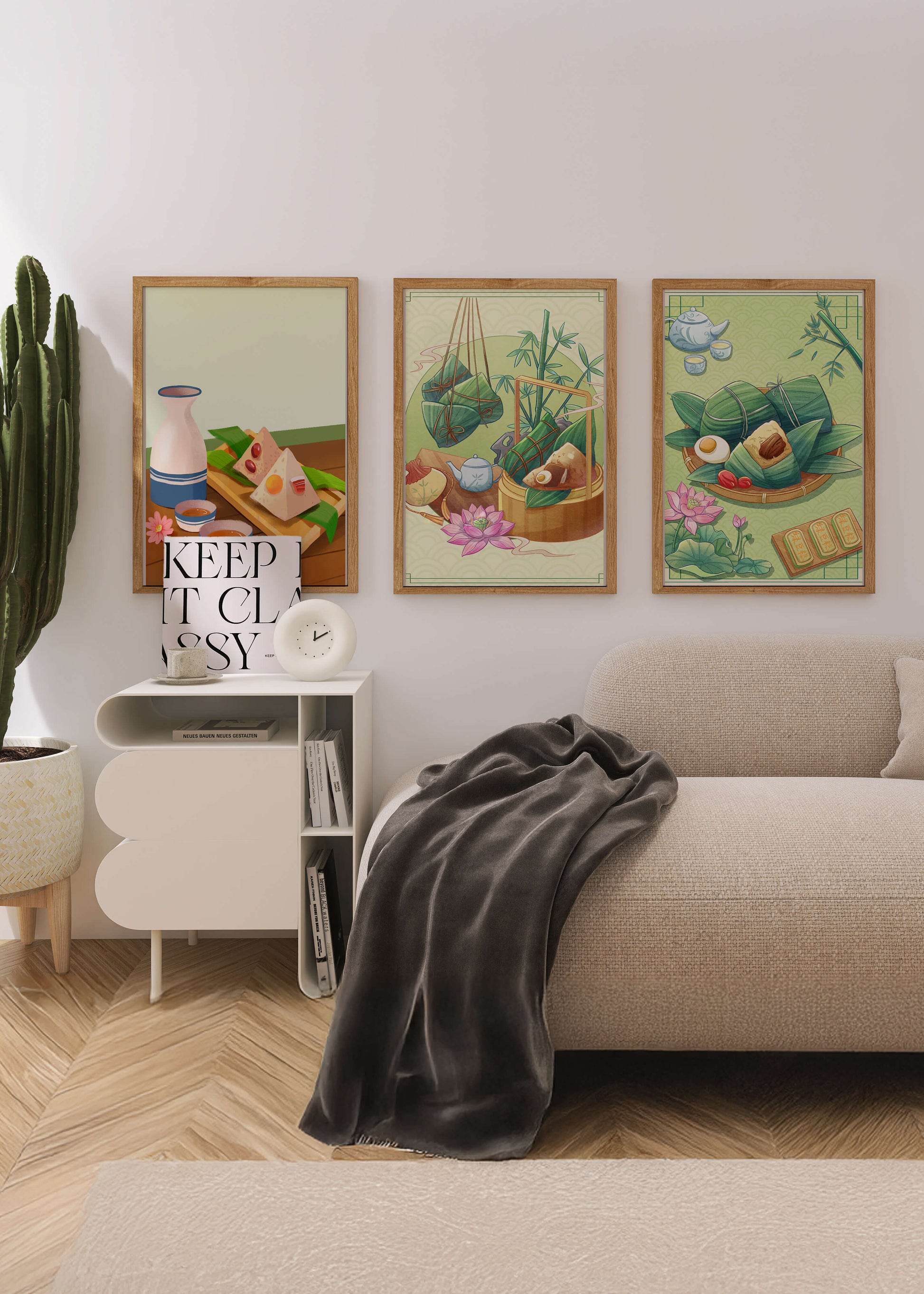 Tableaux d'art inspirés de la culture orientale avec des motifs de nourriture et de nature