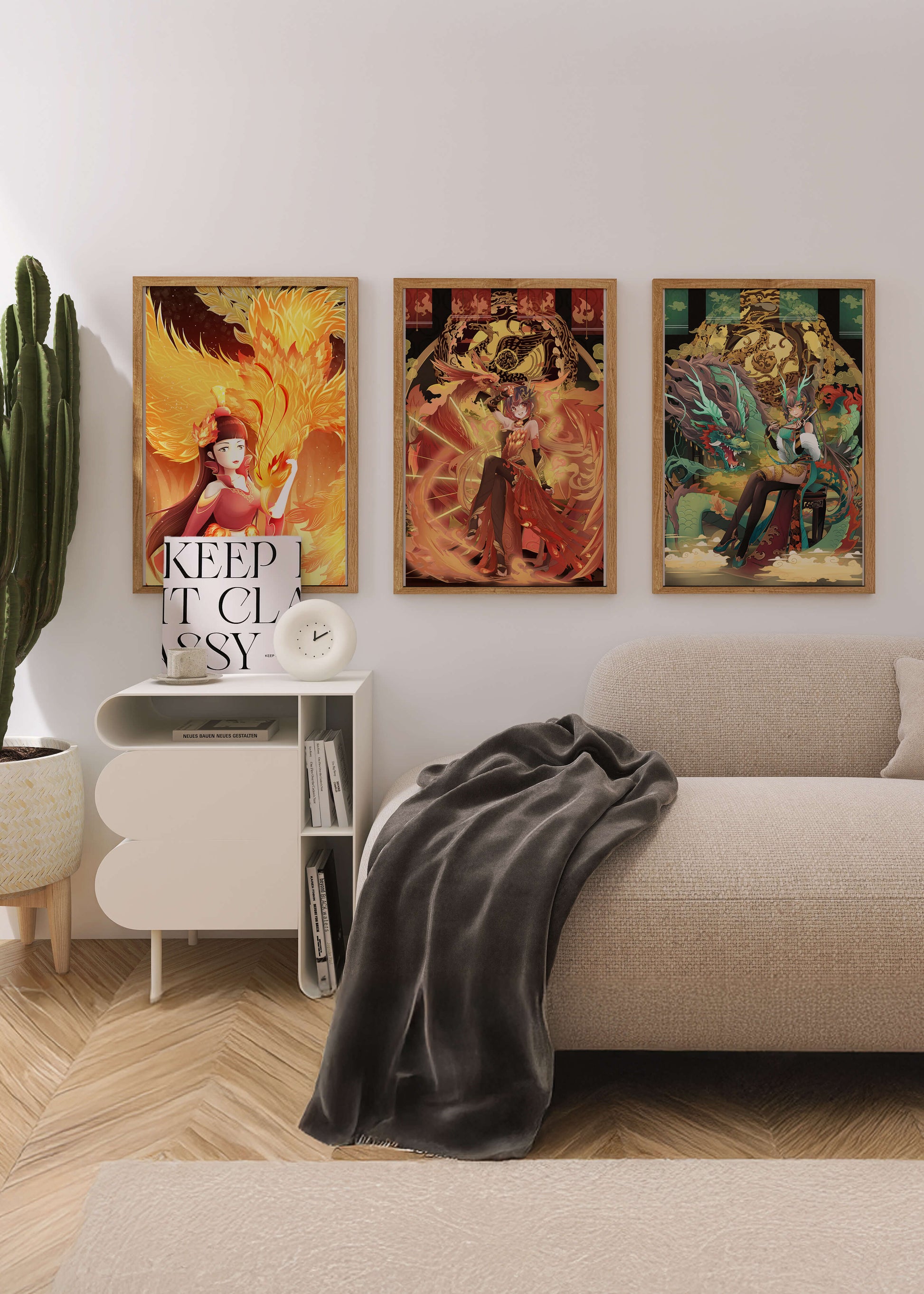 Fantasievolle Illustrationen mit mythologischen Motiven in leuchtenden Farben
