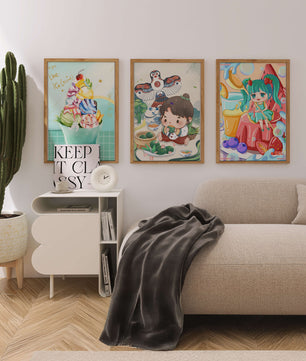 Illustrations d’art coloré avec des personnages animés et un design moderne