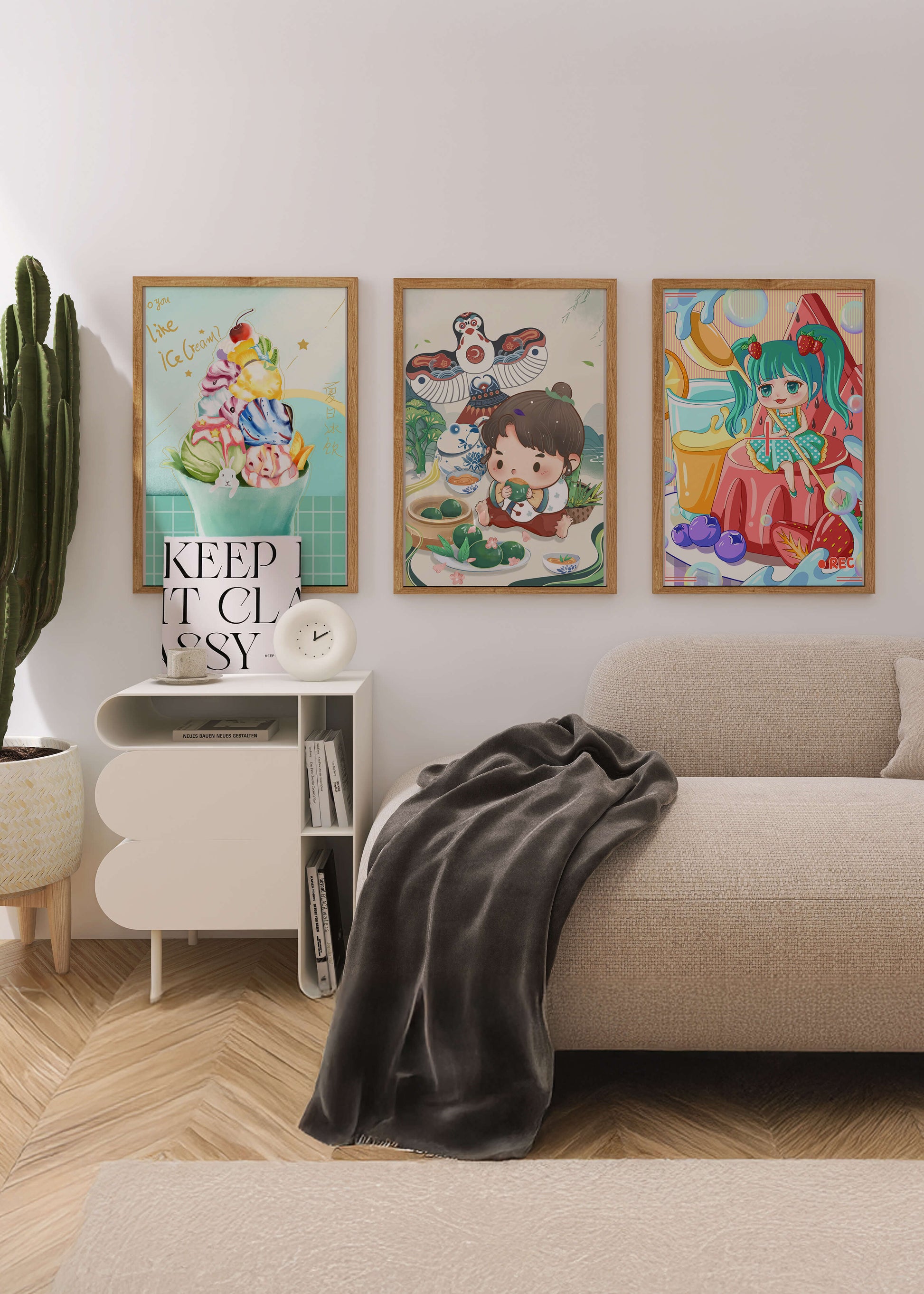 Illustrations d’art coloré avec des personnages animés et un design moderne