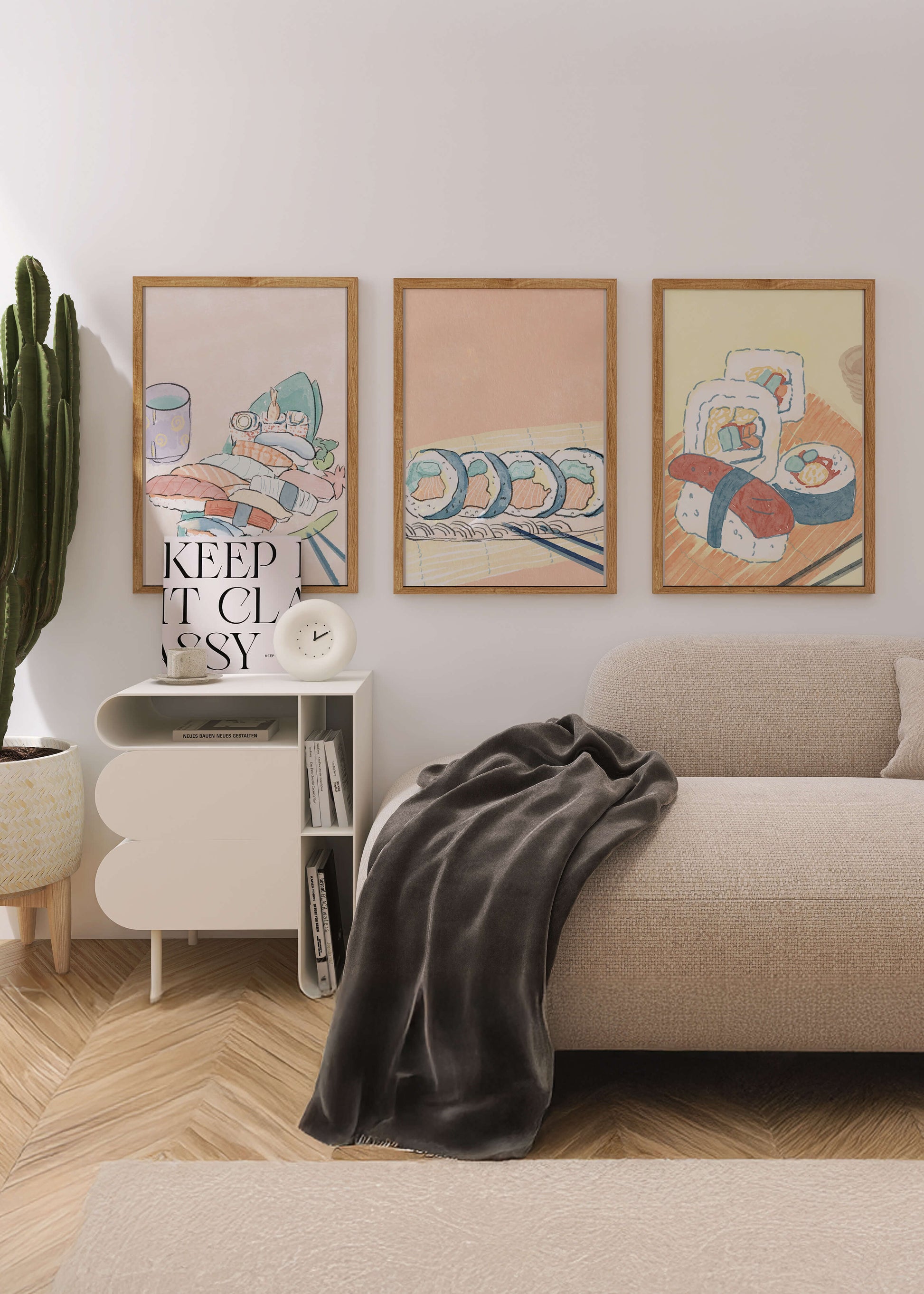 Ensemble d'art de sushi au design minimaliste dans un style aquarelle