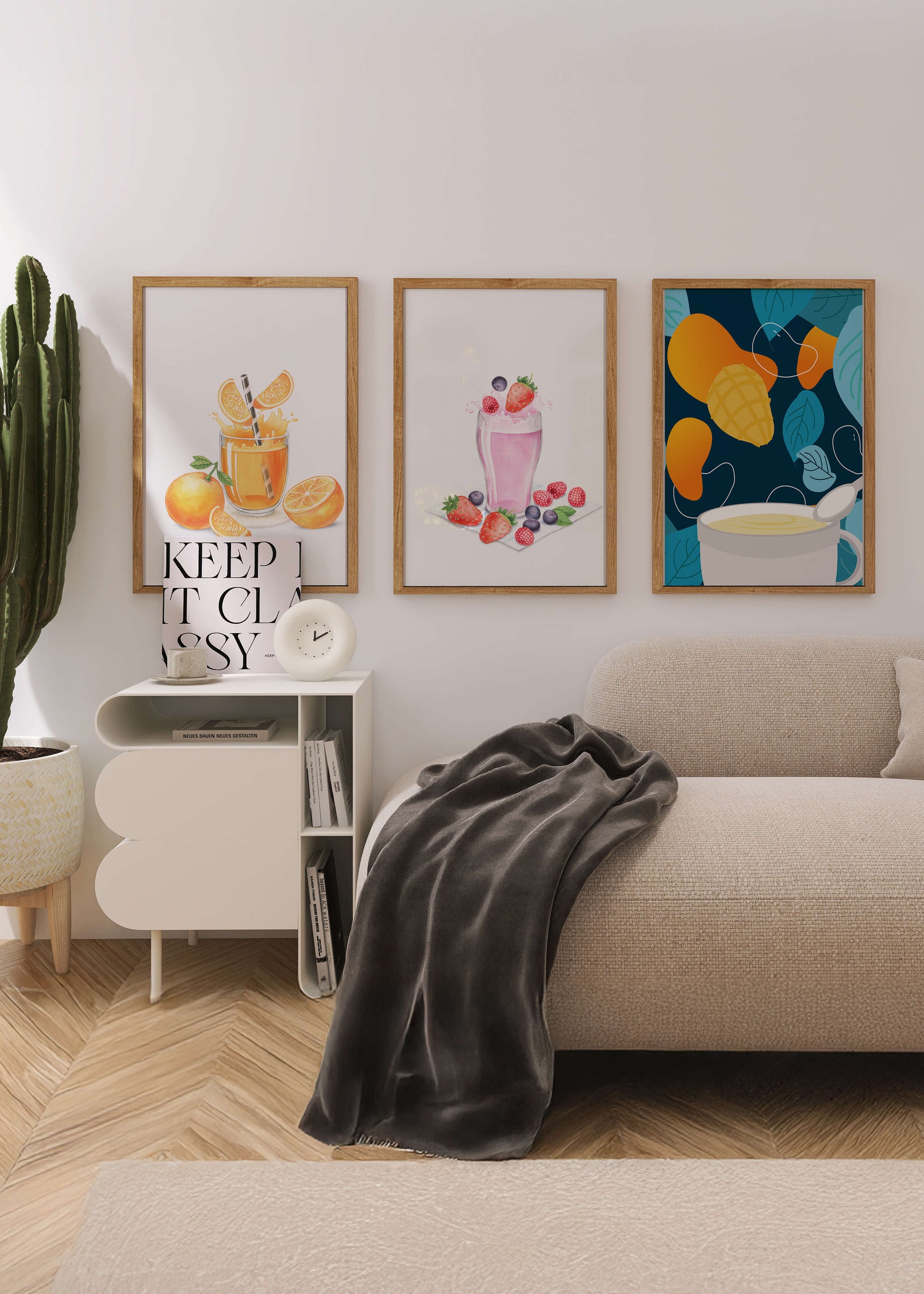 Conjunto de ilustraciones de bebidas frutales coloridas sin marco