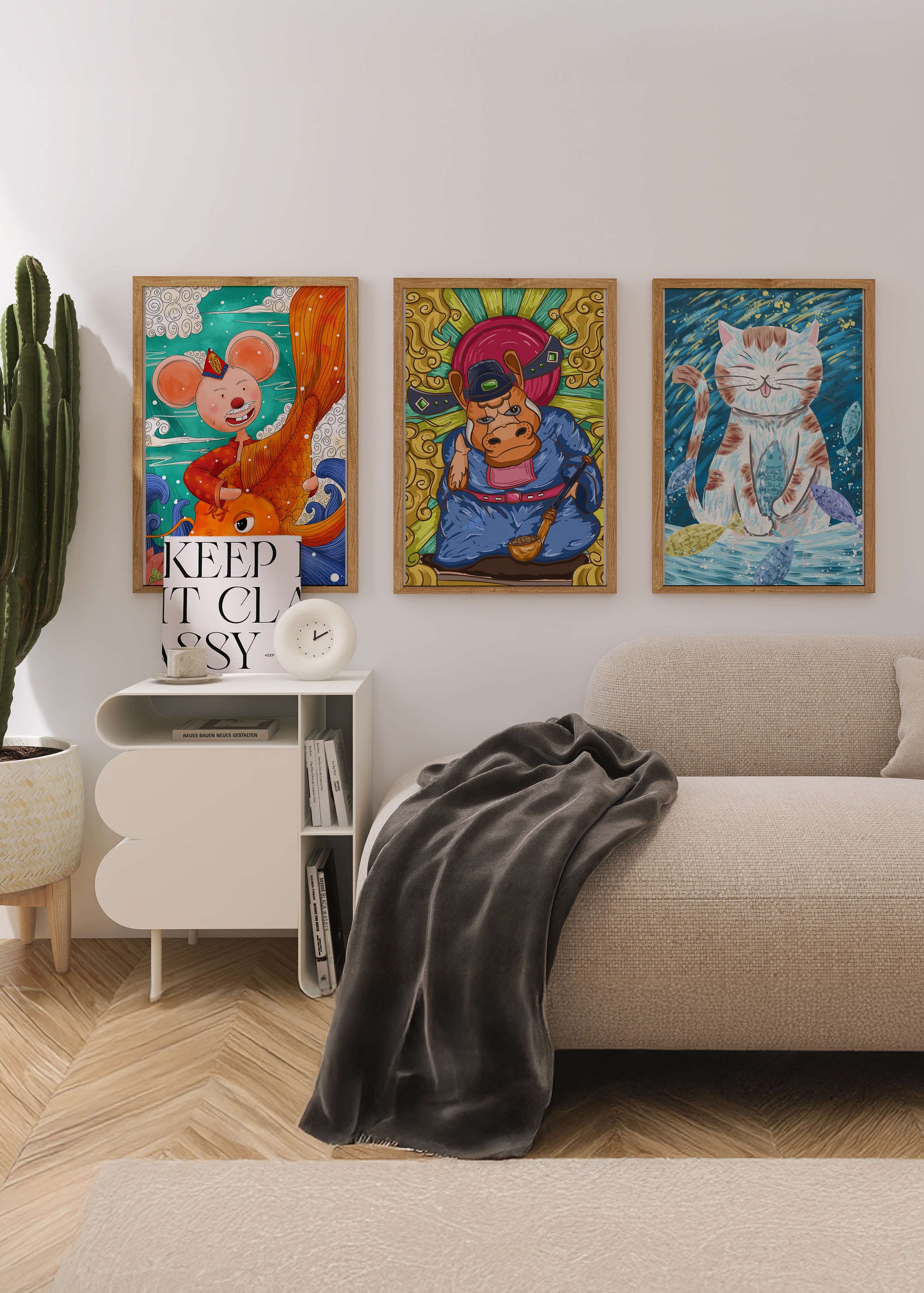 Ensemble d'illustrations d'animaux au style fantastique