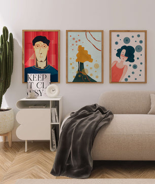 Triptyque d'art moderne avec impressions originales colorées