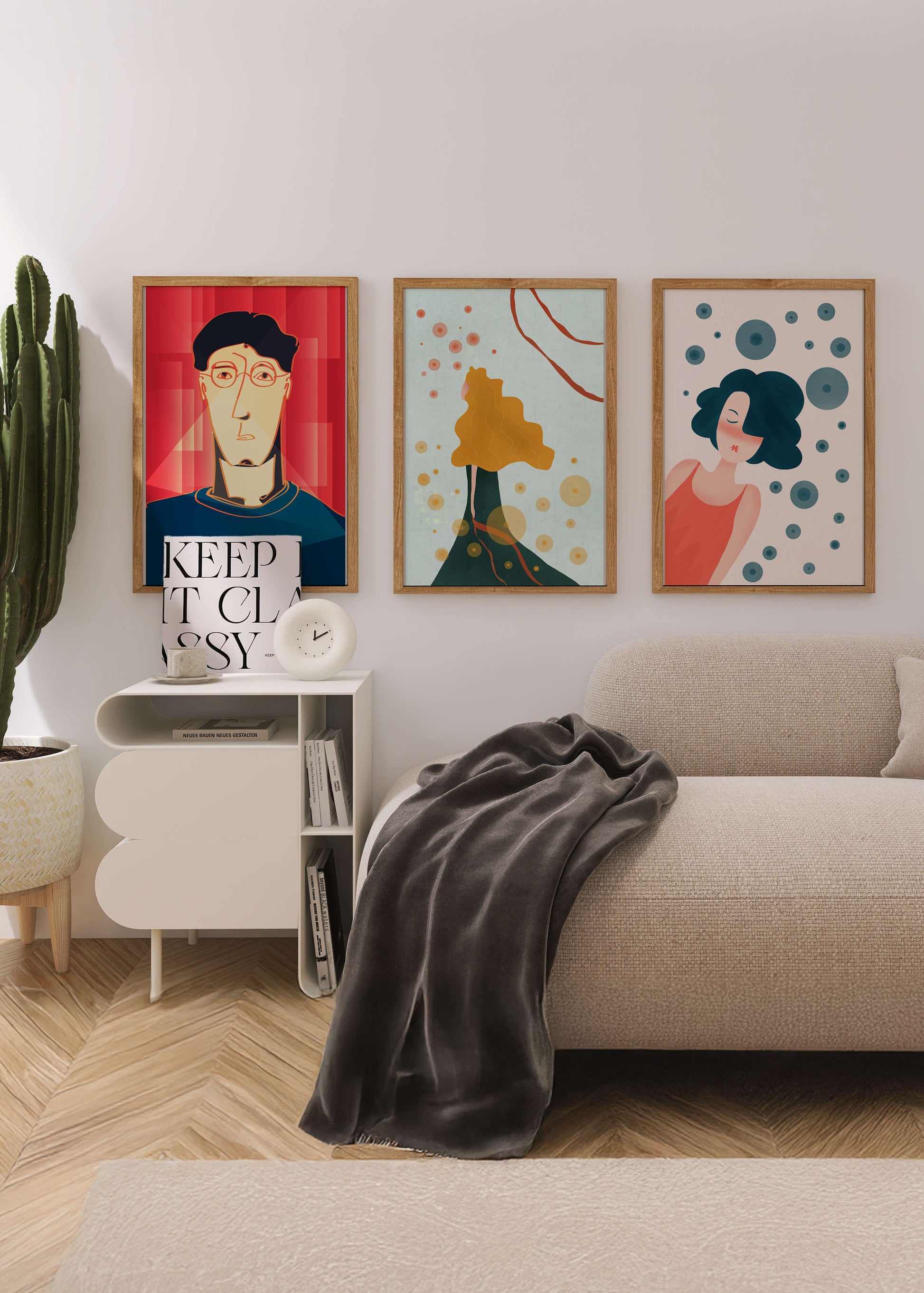 Triptyque d'art moderne avec impressions originales colorées