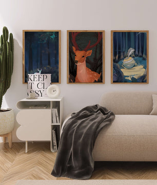Dschungeltier-Triptychon mit künstlerischem Druck