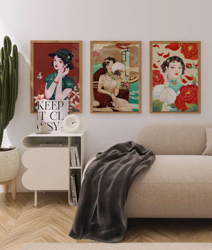 Tríptico de Arte de Mujeres en Colores Vibrantes