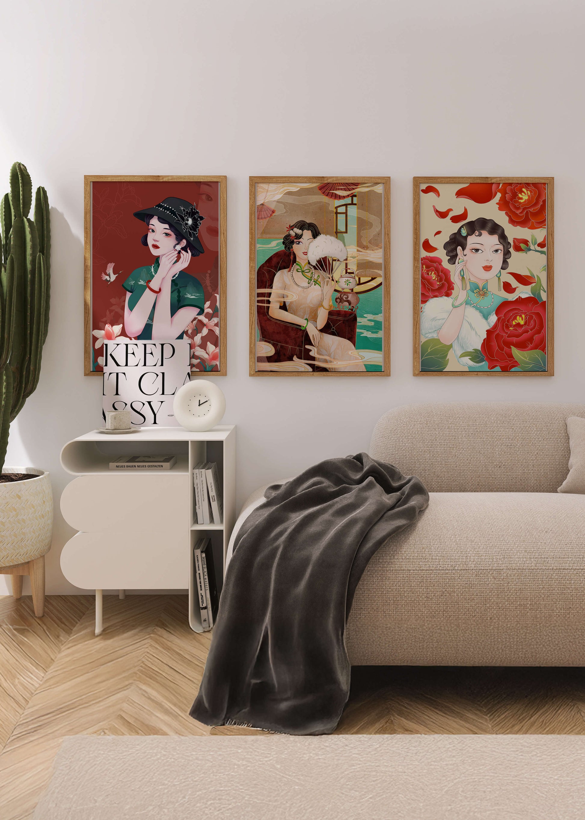 Tríptico de Arte de Mujeres en Colores Vibrantes