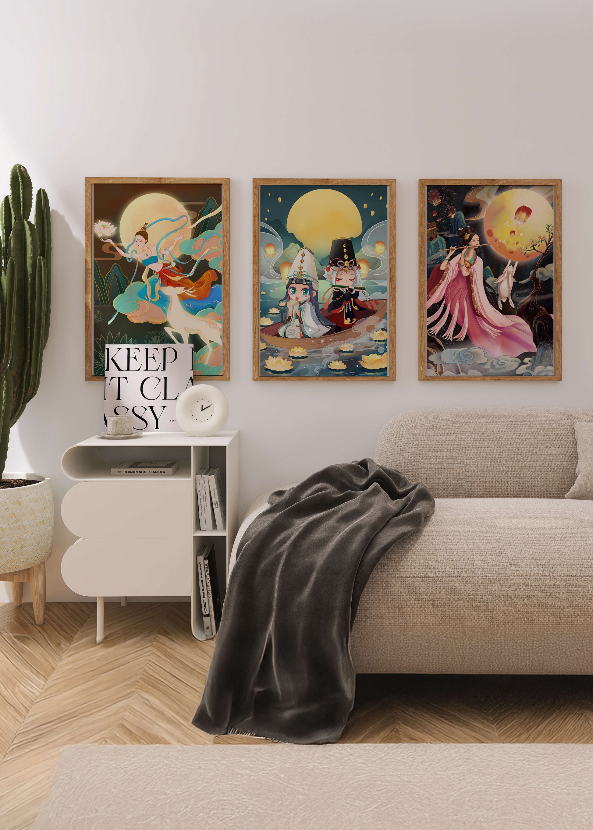 Pinturas De Fantasía Con Luna Llena Y Personajes Mitológicos