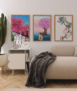 Ensemble d'Impressions Artistiques avec Arbres en Fleurs