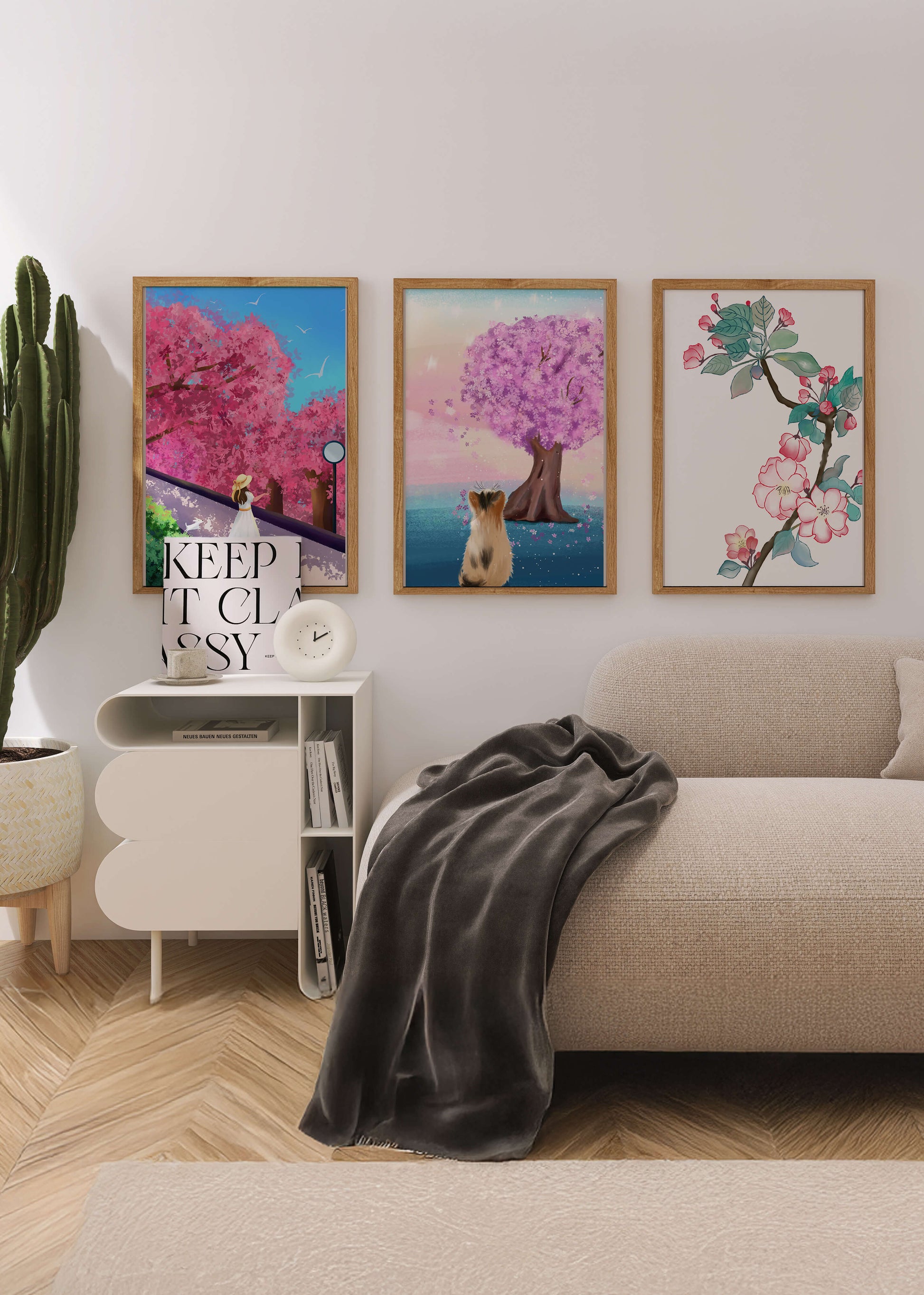 Ensemble d'Impressions Artistiques avec Arbres en Fleurs