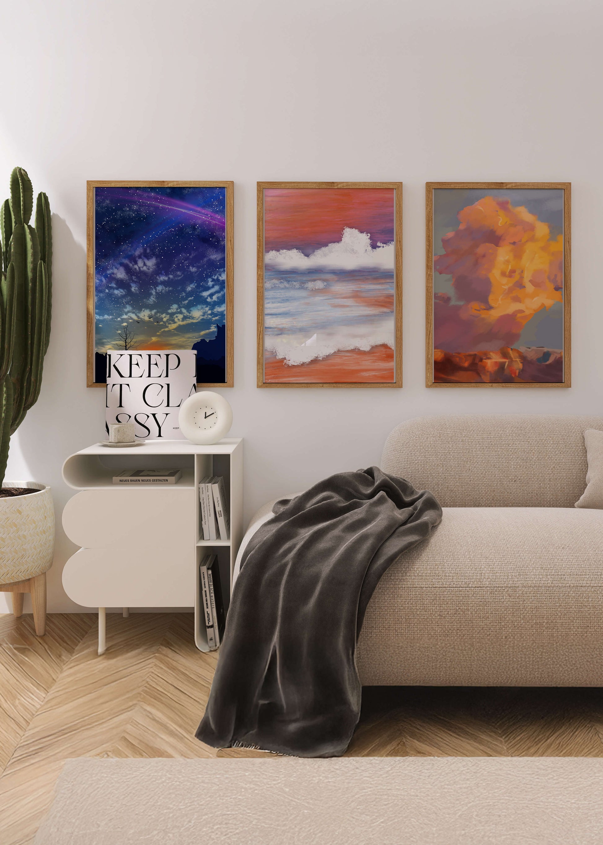 Pinturas Abstractas De Cielo Y Paisaje Sin Marco